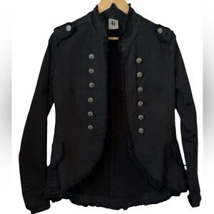 Women's Black Denim Military Jacket
